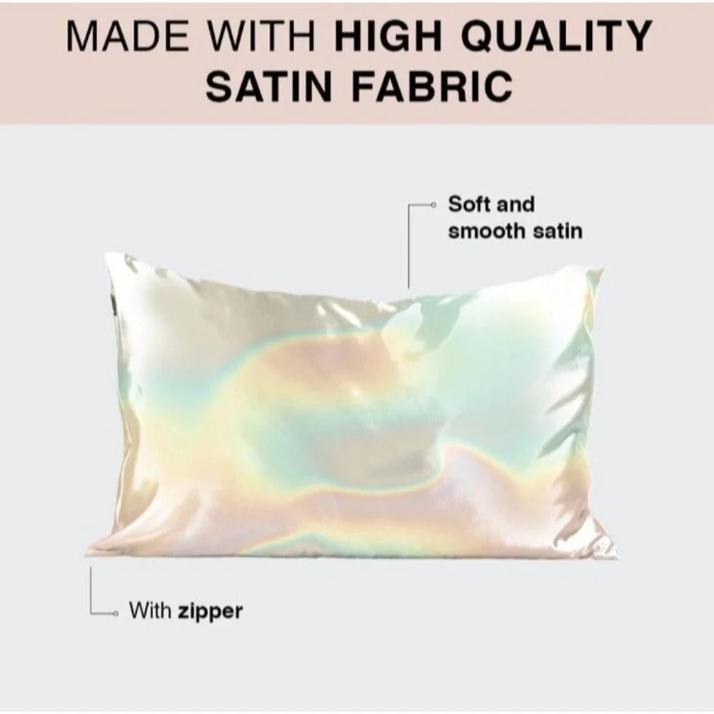 Kit-sch Well Rested Satin Pillowcase Pillow Scrunchie 2 Pc Set Iridescent Aura